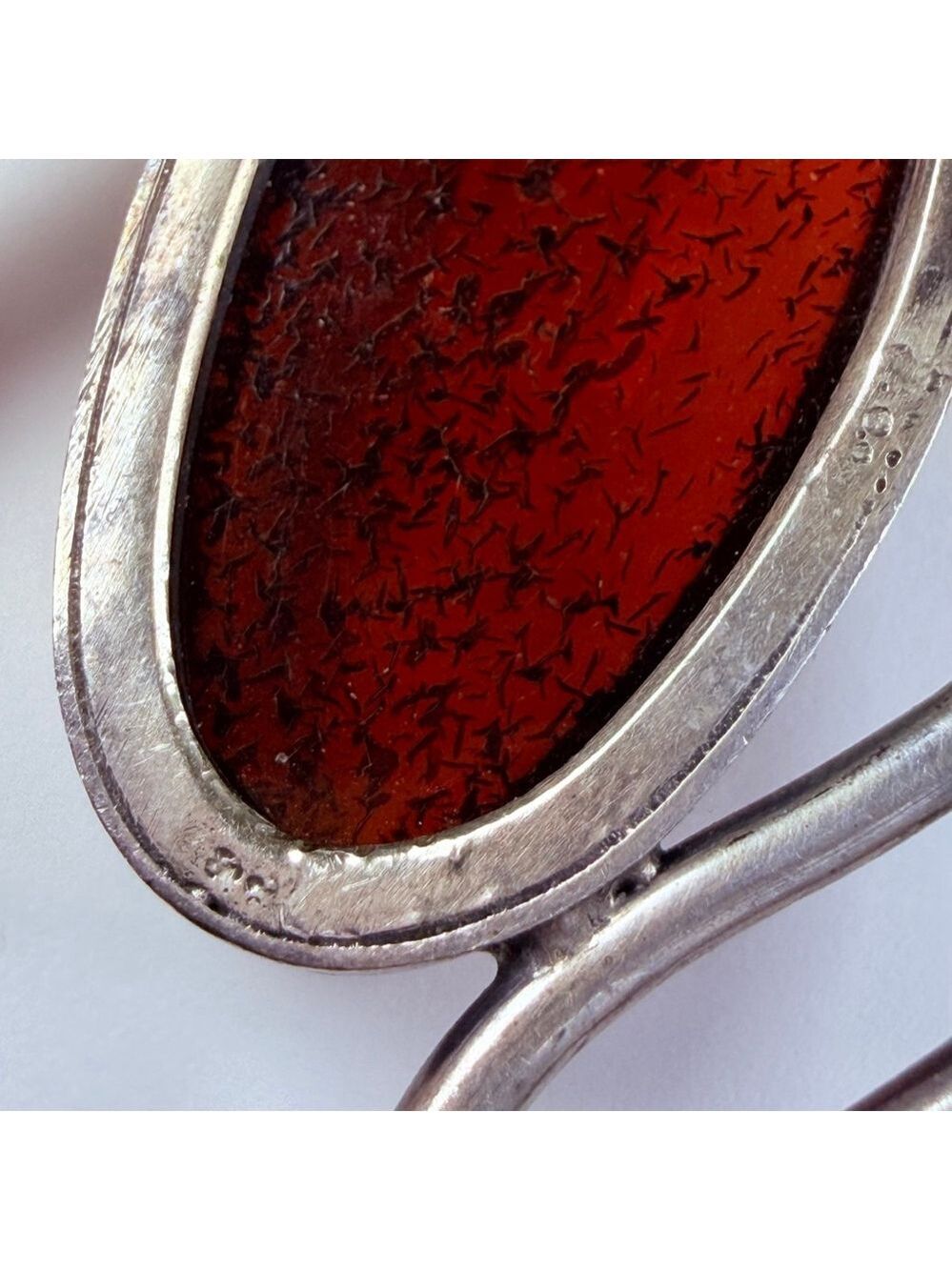 BIG 9 CT Baltic Cognac Amber Swan Art Deco Sterling Silver VTG 2.2" Pin Brooch - Picture 9 of 11